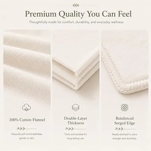 Cogetoro Organic 4 Pack Small Cotton Flannel Inserts for Castor Oil Pack Wrap | Reusable & Washable for Eyes, Neck, Elbow, Knee & Belly Button thumbnail 4