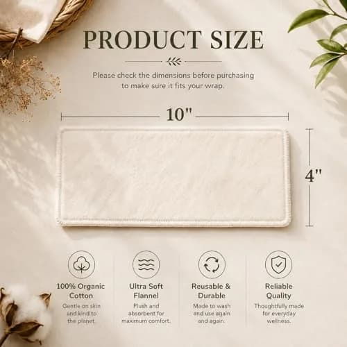 Cogetoro Organic 4 Pack Small Cotton Flannel Inserts for Castor Oil Pack Wrap | Reusable & Washable for Eyes, Neck, Elbow, Knee & Belly Button thumbnail 2