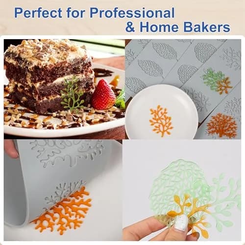 RHVQ 7Pcs Leaf Silicone Fondant Molds Set with Dough Scraper & Spatula | 3D Coral Branch Leaf Chocolate Molds for Baking & Sugar Craft thumbnail 4