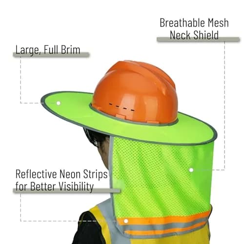 UNCO Industrial Hard Hat Sun Shield Green | Full & Standard Brim Mesh Sunshade with Reflective thumbnail 3