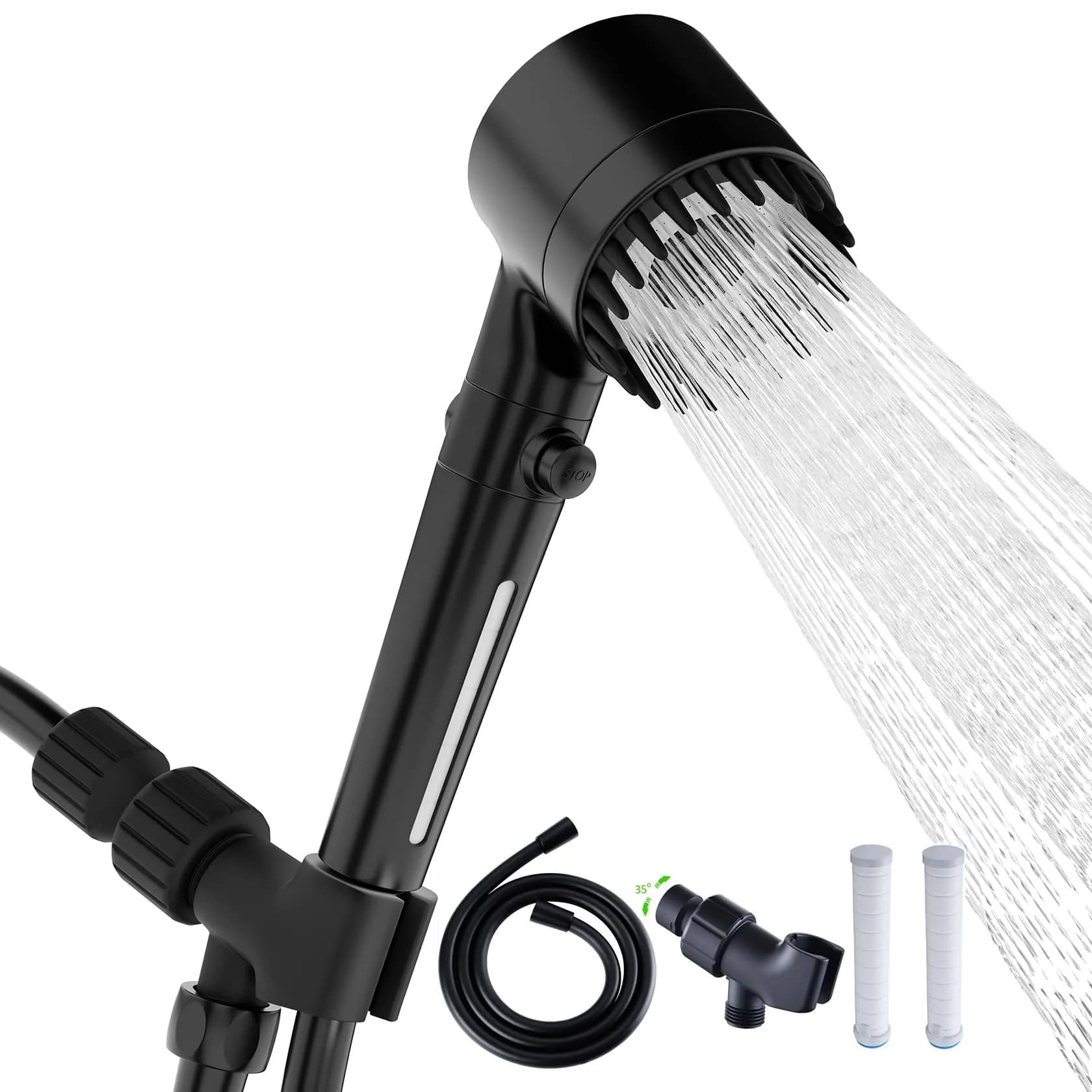 xianshengle Shower Head with Handheld | 3 Modes, High Pressure, Filtered, 59" Hose, Black