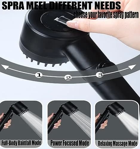 xianshengle Shower Head with Handheld | 3 Modes, High Pressure, Filtered, 59" Hose, Black thumbnail 2