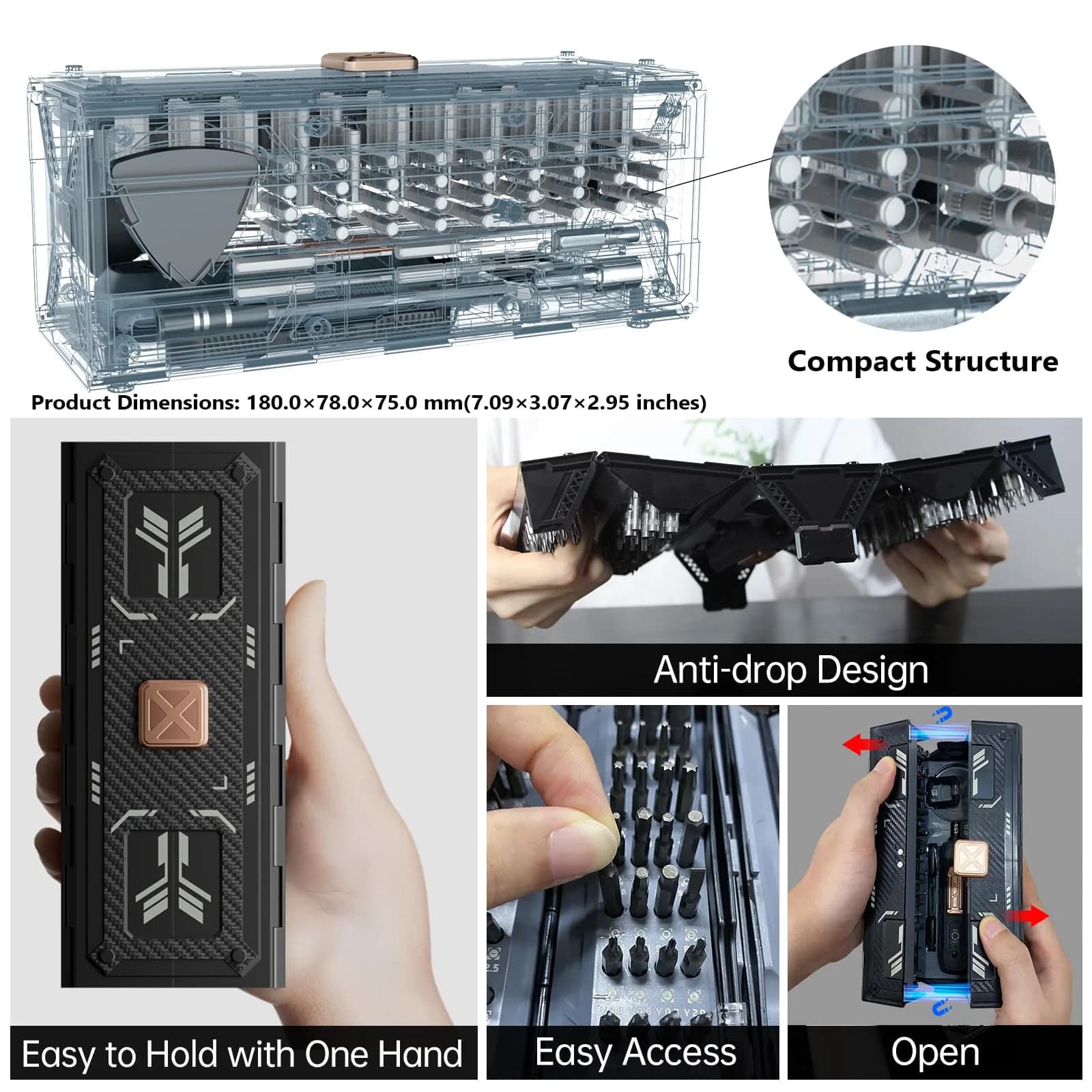 JAKEMY 180 in 1 Precision Screwdriver Set with Home Drill Bits | 0.97 kg (2.14 lb) - view 3