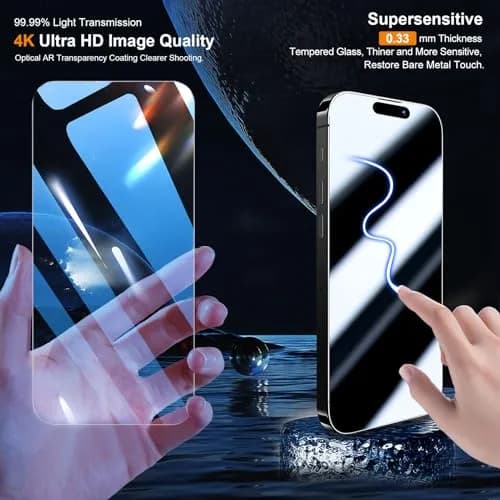 QHOHQ 3 Pack Screen Protector for iPhone 15 6.1 Inch | HD Clear, 9H Hardness, Bubble-Free thumbnail 2