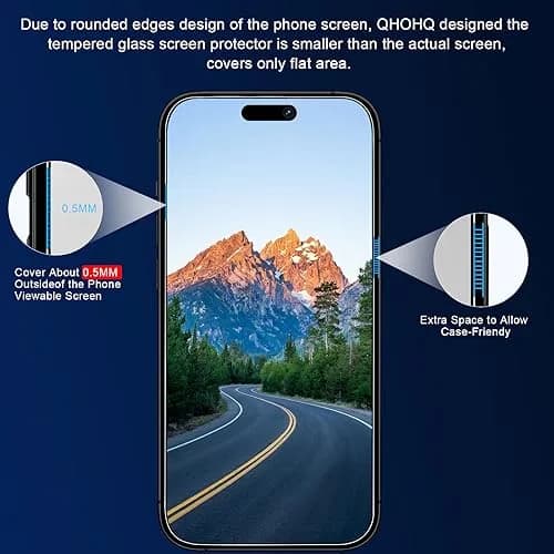 QHOHQ 3 Pack Screen Protector for iPhone 15 6.1 Inch | HD Clear, 9H Hardness, Bubble-Free thumbnail 3