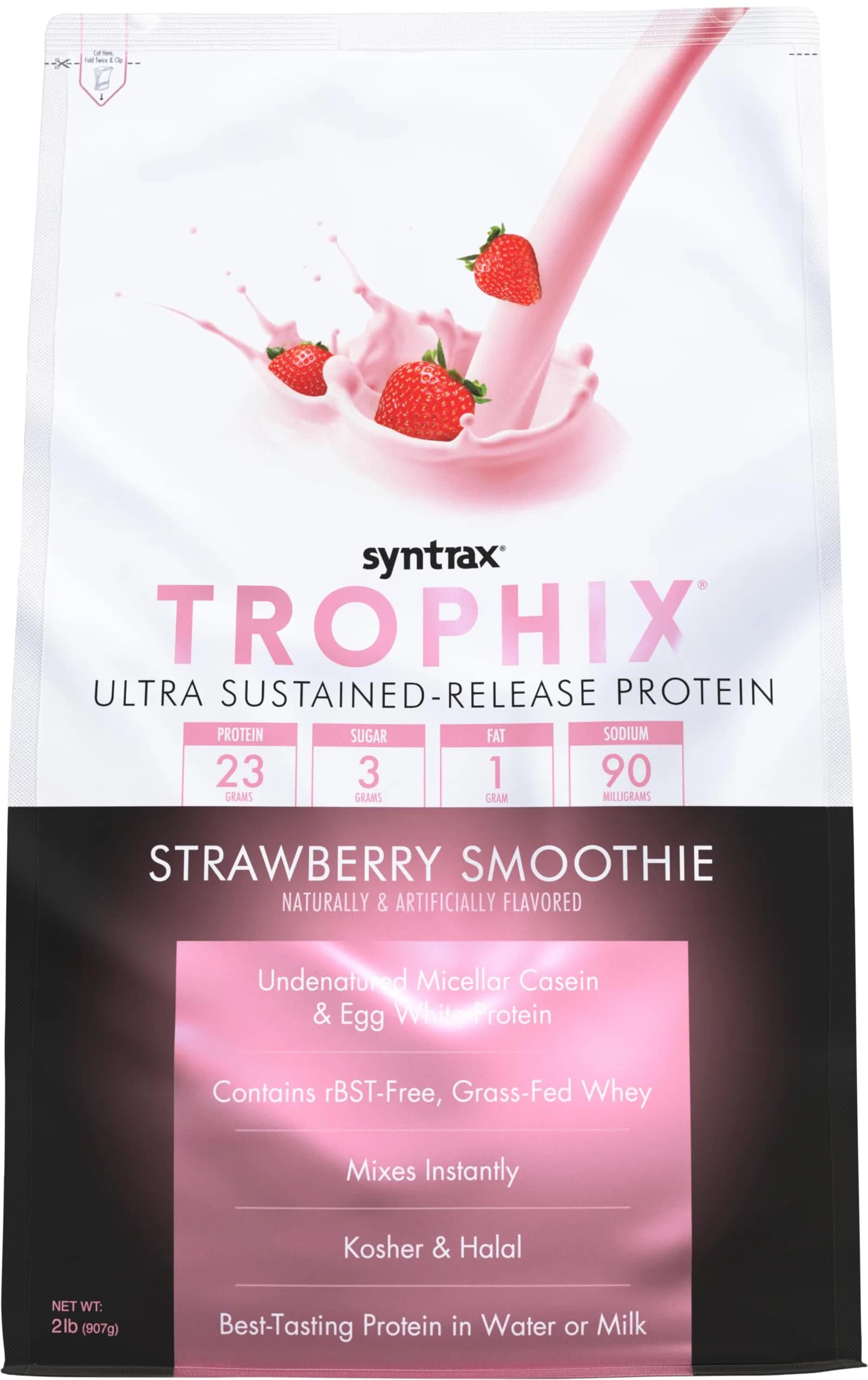 Syntrax Trophix Ultra Sustained-Release Protein, Strawberry Smoothie | Extended Amino Acid Delivery (70-120 chars)