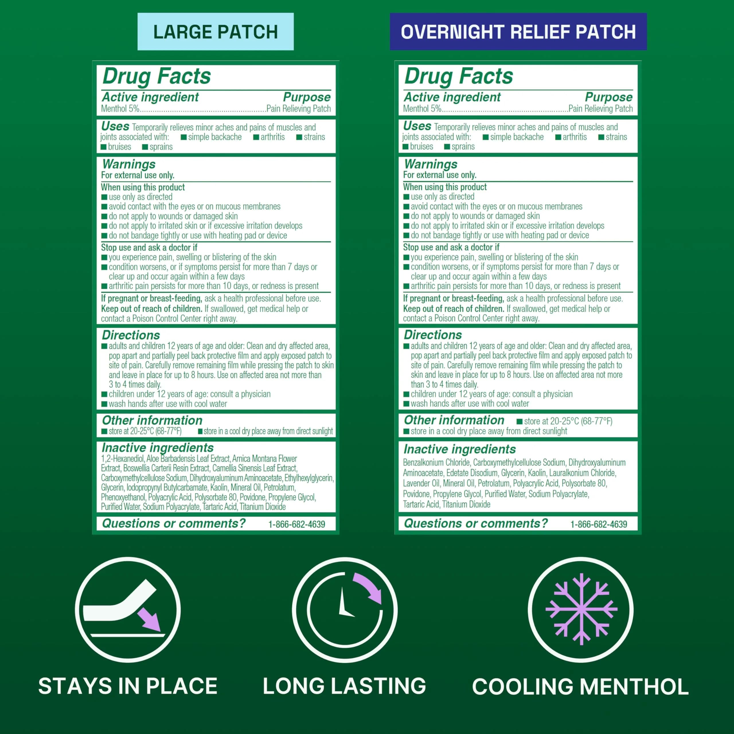 Biofreeze Day & Overnight Pain Relief Patches, 9 Count (6 Day, 3 Night) | Cooling Menthol for Arthritis & Muscle Pain - view 5