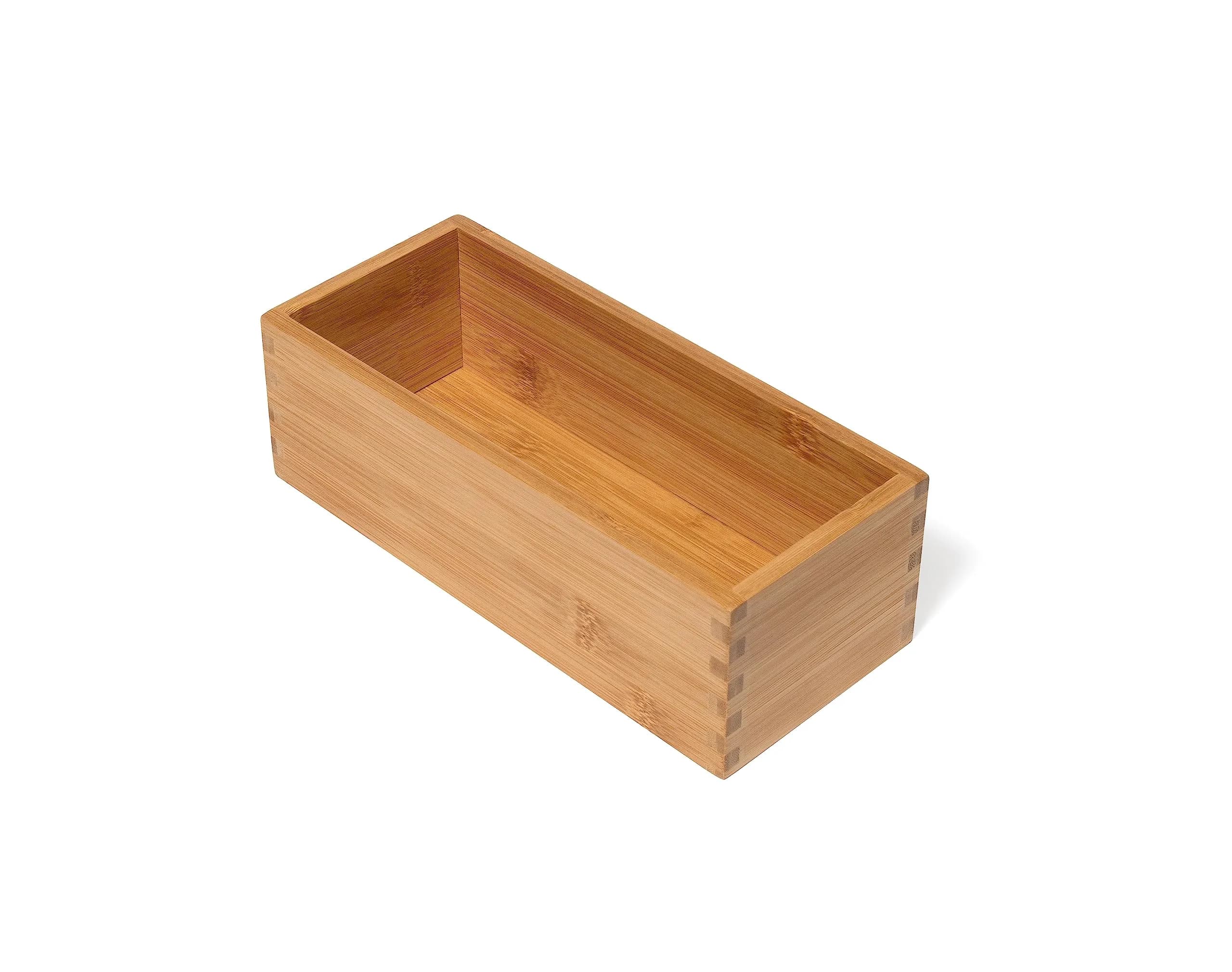 Lipper International Bamboo Wood Utensil Holder Storage Box for Cooking Tools, 4" x 9 1/4" x 3" | Versatile Organizer for Kitchen, Makeup & Office