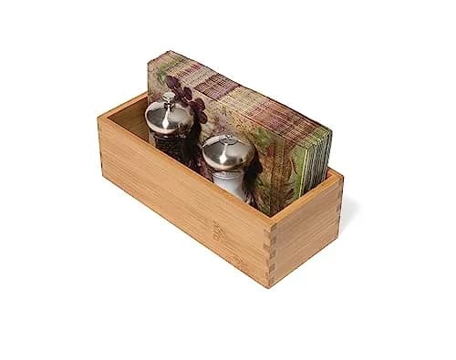 Lipper International Bamboo Wood Utensil Holder Storage Box for Cooking Tools, 4" x 9 1/4" x 3" | Versatile Organizer for Kitchen, Makeup & Office thumbnail 5