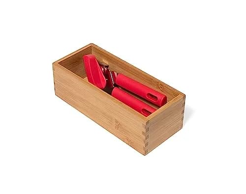 Lipper International Bamboo Wood Utensil Holder Storage Box for Cooking Tools, 4" x 9 1/4" x 3" | Versatile Organizer for Kitchen, Makeup & Office thumbnail 7