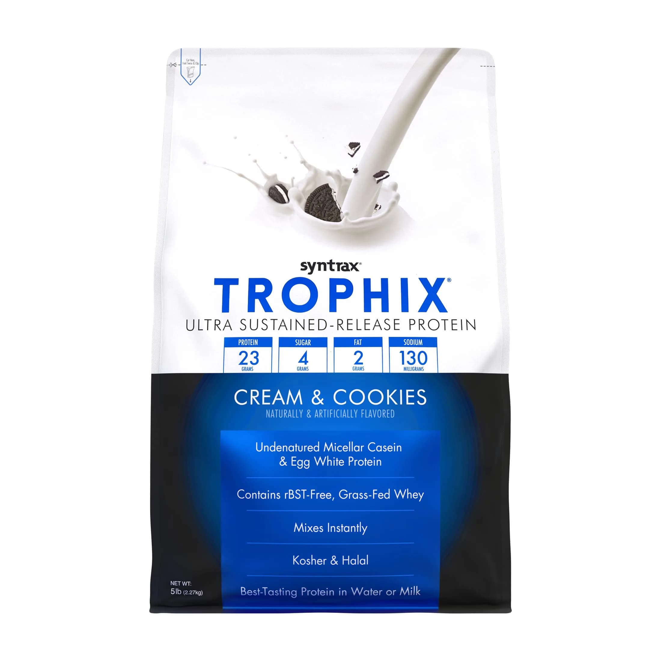 Syntrax Trophix Ultra Sustained-Release Protein Banana Pudding 5 lb | Supports Muscle Recovery & Satiety — Cream & Cookies / 5 Pound