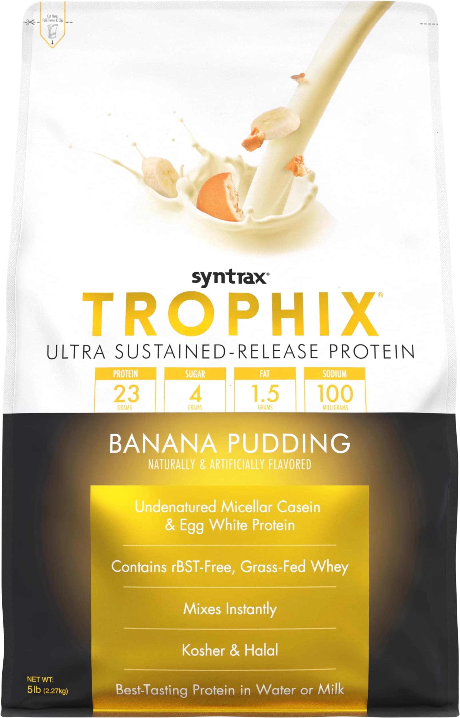 Syntrax Trophix Ultra Sustained-Release Protein Banana Pudding 5 lb | Supports Muscle Recovery & Satiety