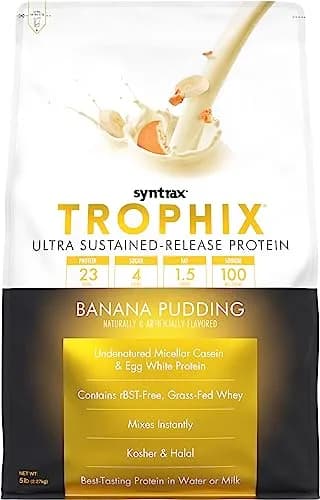 Syntrax Trophix Ultra Sustained-Release Protein Banana Pudding 5 lb | Supports Muscle Recovery & Satiety thumbnail 1