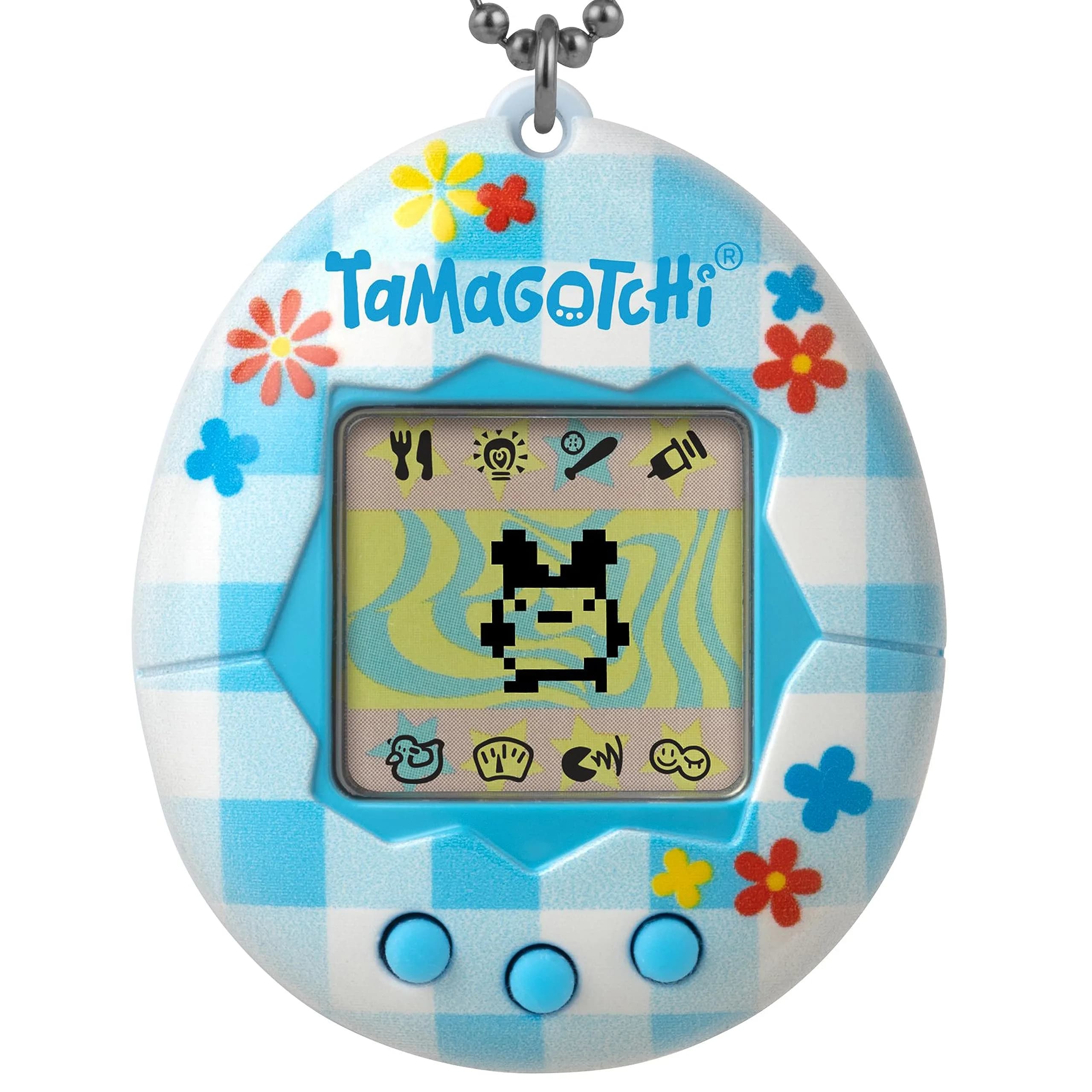 Tamagotchi Original Flower Gingham Electronic Pet | Generation 2 Programming, 1.75 x 0.75 x 2.13 inches - main product image