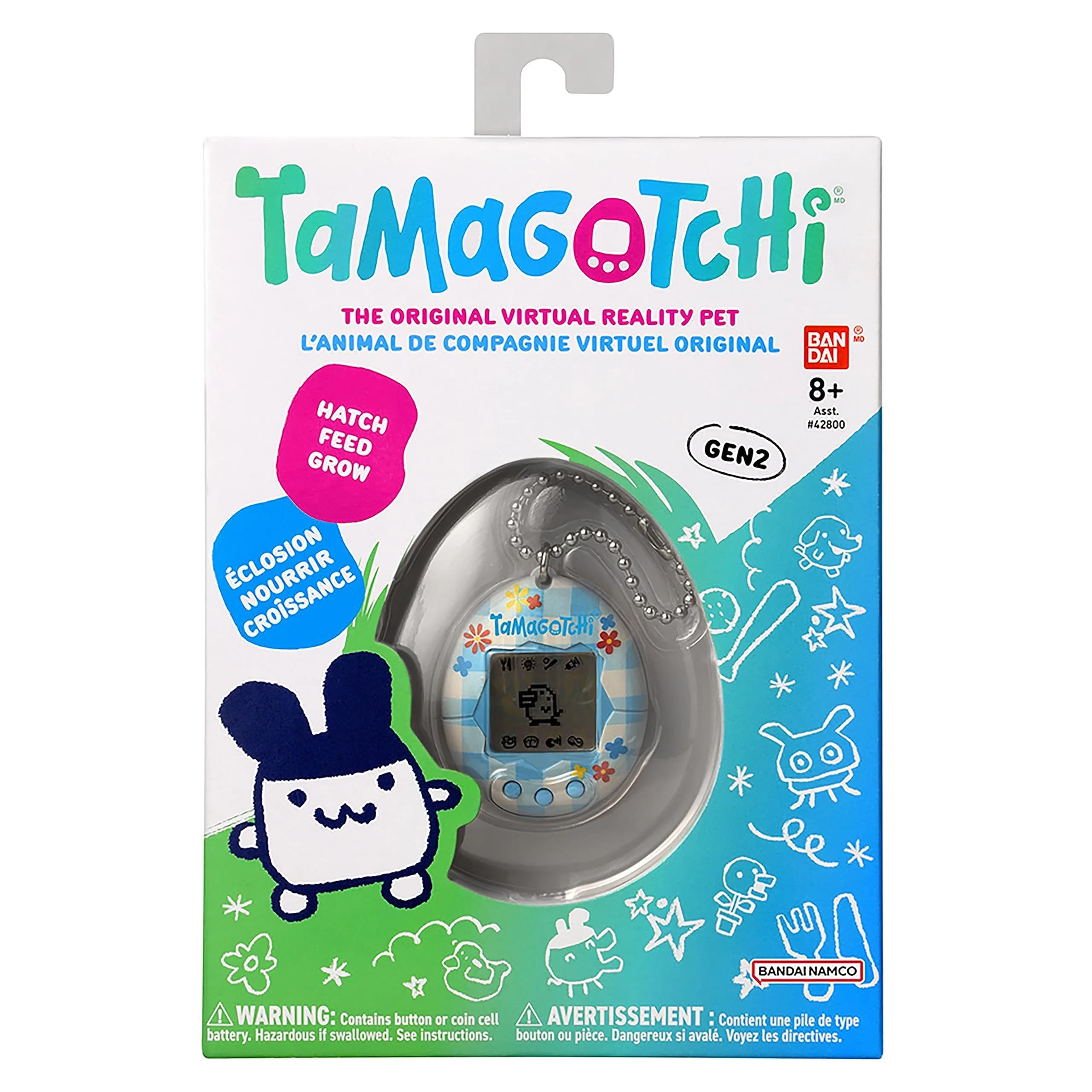 Tamagotchi Original Flower Gingham Electronic Pet | Generation 2 Programming, 1.75 x 0.75 x 2.13 inches - view 3