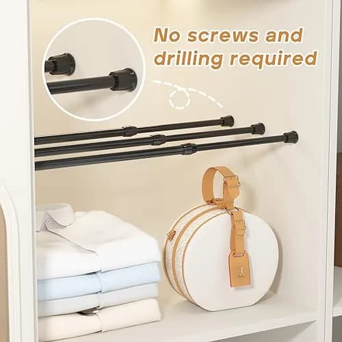 ZipGlo Black Spring Tension Curtain Rods 20 cm (8") - 2 Pcs | No-Drill Installation for Windows & Closets thumbnail 4