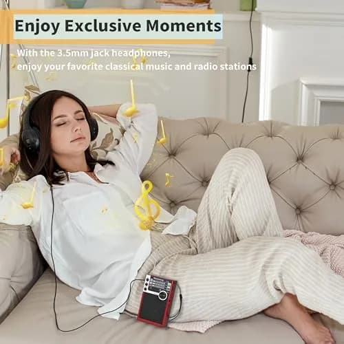 WENPZERAY Y706 Vintage AM FM SW Pocket Radio Red | Portable BT Speaker Receiver with DSP Sound thumbnail 6
