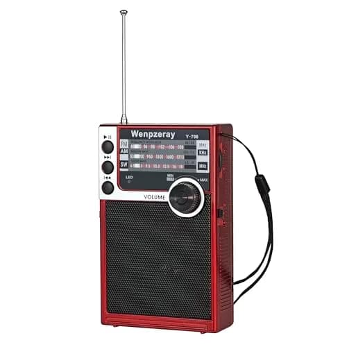 WENPZERAY Y706 Vintage AM FM SW Pocket Radio Red | Portable BT Speaker Receiver with DSP Sound thumbnail 1