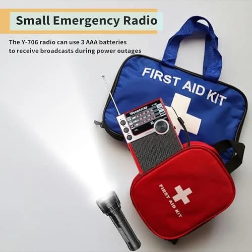 WENPZERAY Y706 Vintage AM FM SW Pocket Radio Red | Portable BT Speaker Receiver with DSP Sound thumbnail 8