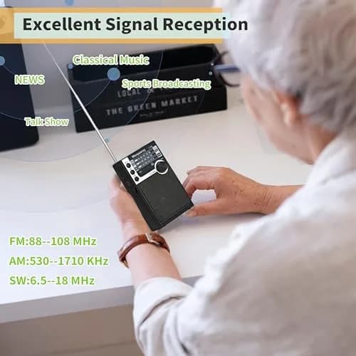 WENPZERAY Y706 Retro Pocket Radio AM FM SW | Portable Battery Powered BT Speaker Receiver thumbnail 2