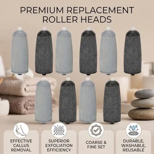 Zerone Replacement Roller Heads for Electric Foot File 10pc (Coarse & Fine) | Sandstone & ABS thumbnail 5