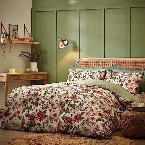furn. Wallflower Super King Duvet Set | Vintage Botanical Cotton Rich Bedding (Super King) thumbnail 4