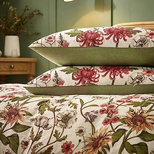 furn. Wallflower Super King Duvet Set | Vintage Botanical Cotton Rich Bedding (Super King) thumbnail 2