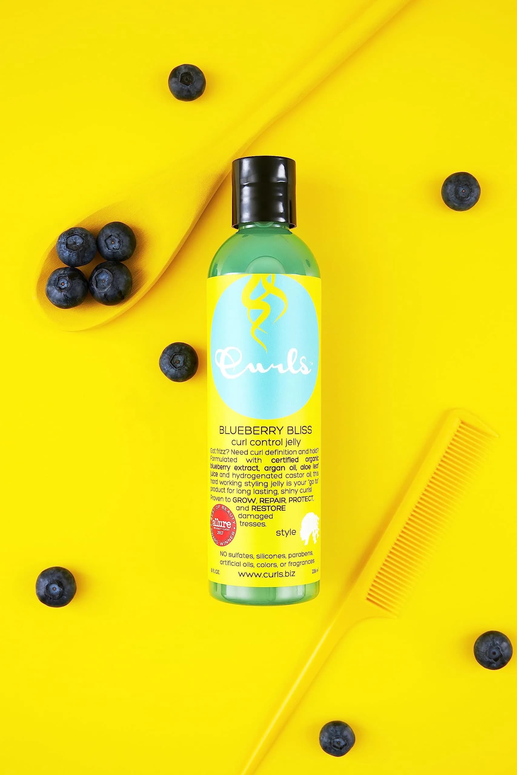 Curls Blueberry Bliss Control Jelly 355ml (12 oz) | Define & Defrizz for Wavy, Curly, Coily Hair - view 3