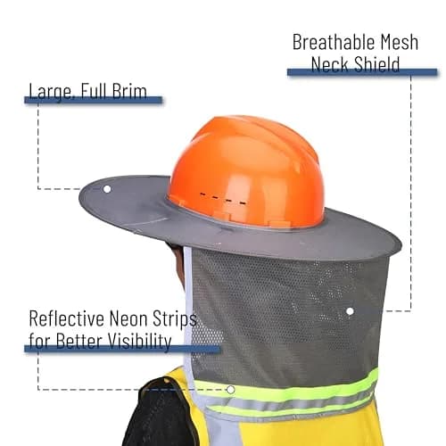 UNCO Industrial Hard Hat Sun Shield Grey | Mesh & Reflective Full Brim Accessory thumbnail 3