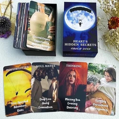 soulme Twin Flame Love Oracle Cards, Hearts Hidden Secrets Oracle Deck, 78 Cards for Beginners | Uncover True Heart Space thumbnail 1