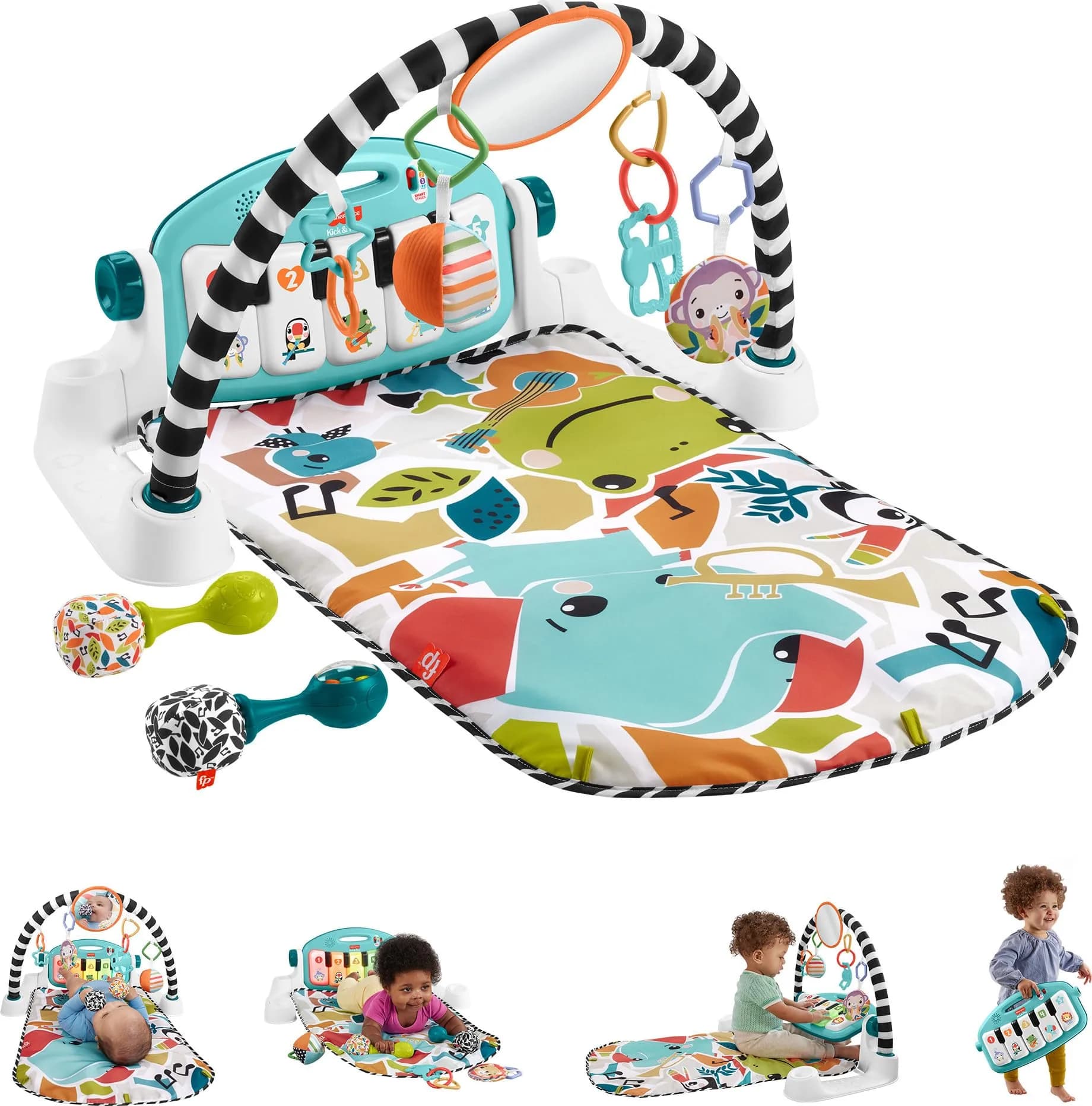 Fisher-Price Glow and Grow Kick & Play Piano Gym with Maracas | 91cm (36in) x 71cm (28in) Playmat | Ages 0+ Months - main product image