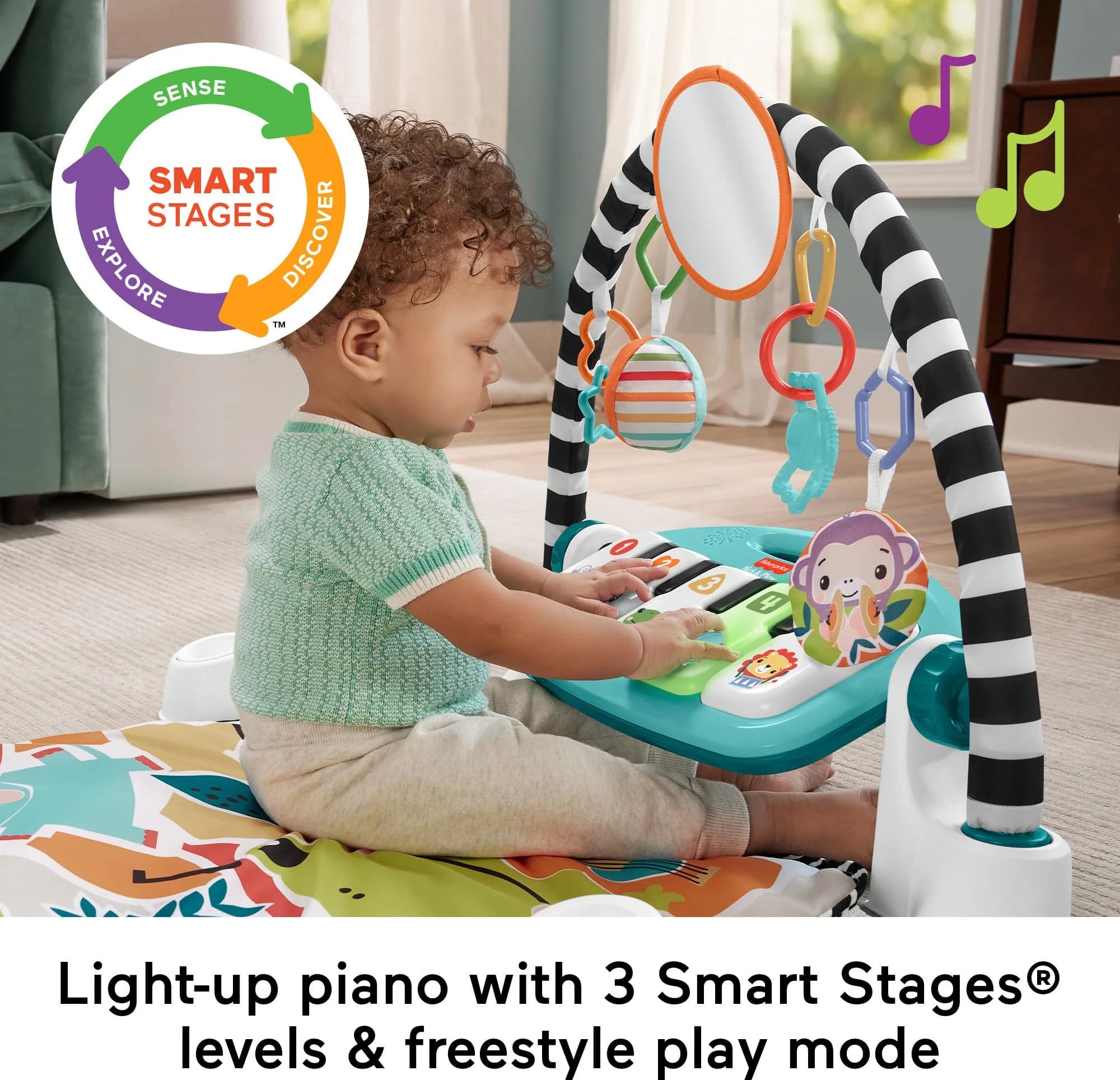 Fisher-Price Glow and Grow Kick & Play Piano Gym with Maracas | 91cm (36in) x 71cm (28in) Playmat | Ages 0+ Months - view 5