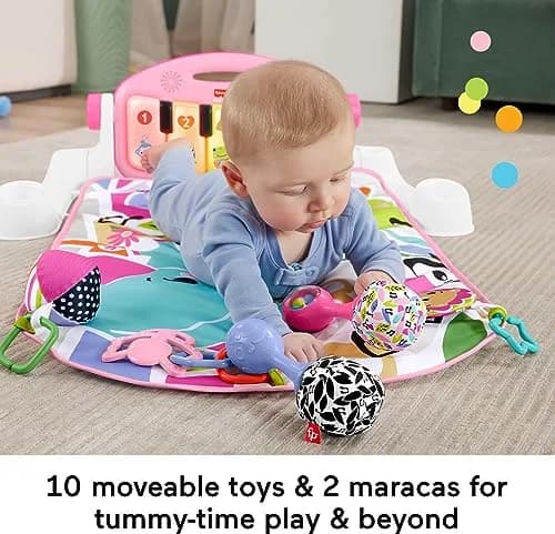 Fisher-Price Glow and Grow Kick & Play Piano Gym with Maracas | 91.4 cm (36 in) Lay & Play, Tummy Time, Sit & Play, Take-Along thumbnail 3