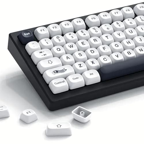 Womier Japanese MOA Keycaps Set for Mechanical Keyboard, White Black (108 Keys) thumbnail 1