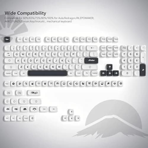 Womier Japanese MOA Keycaps Set for Mechanical Keyboard, White Black (108 Keys) thumbnail 6