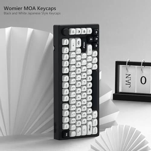 Womier Japanese MOA Keycaps Set for Mechanical Keyboard, White Black (108 Keys) thumbnail 2