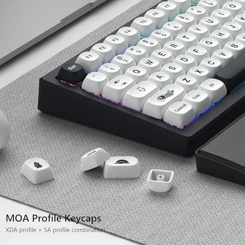 Womier Japanese MOA Keycaps Set for Mechanical Keyboard, White Black (108 Keys) thumbnail 4