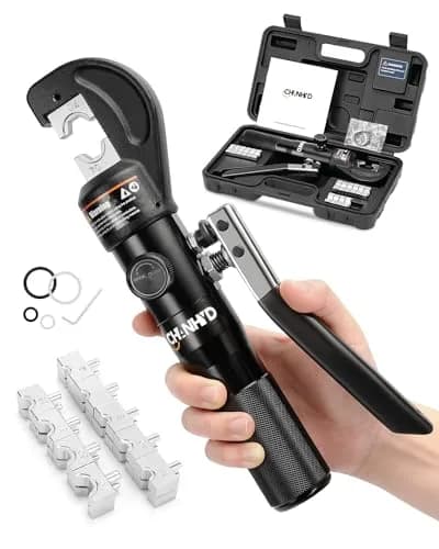 CHANHYD Hydraulic Wire Battery Cable Lug Terminal Crimper with 9 Dies | 12 AWG-2/0 AWG Electrical Cable Crimping Tool Kit thumbnail 1