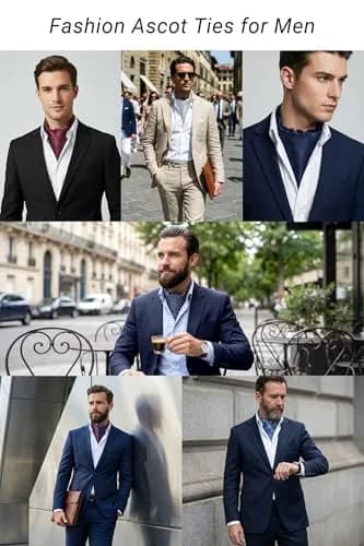 HISDERN Orange Ascot Tie & Pocket Square Set | 126 cm (49.6 in) Length thumbnail 5