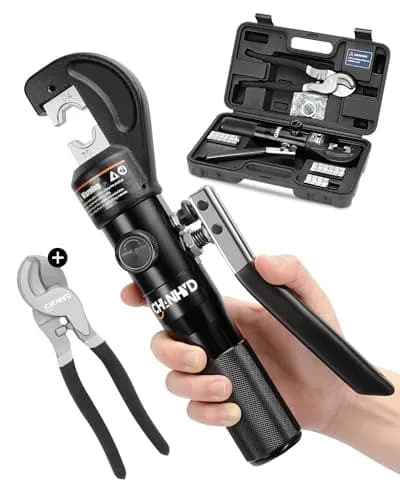 CHANHYD Hydraulic Crimping Tool and Cable Cutter, 10 Tons, 12 AWG to 00 (2/0) | 9 Dies Included thumbnail 1