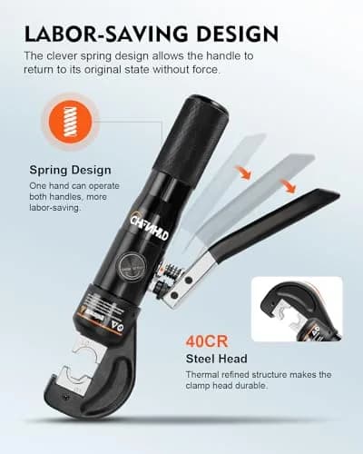 CHANHYD Hydraulic Crimping Tool and Cable Cutter, 10 Tons, 12 AWG to 00 (2/0) | 9 Dies Included thumbnail 3