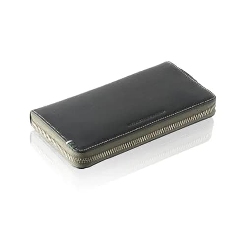 United Colors of Benetton Men's Leather Wallet, Black, W190/D100/H25 (mm) | Italian Oil Leather, Zipper Closure thumbnail 1