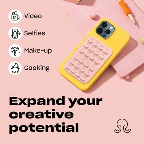 OCTOBUDDY Classic MAX Silicone Suction Phone Mount Chalk Pink | Hands-Free Content Creation & Selfies thumbnail 5