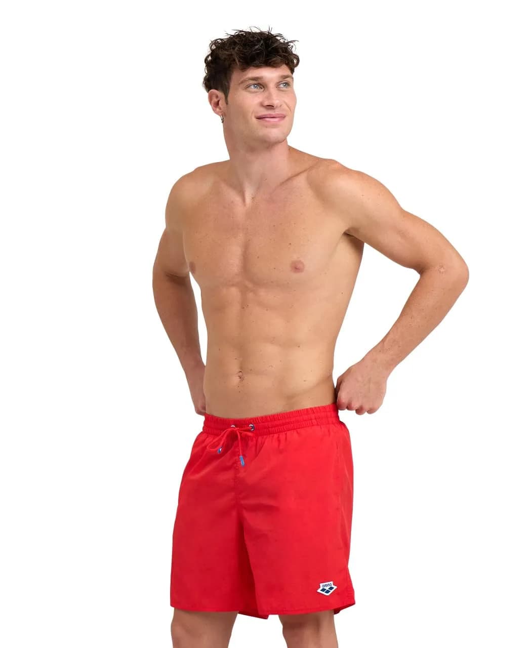 ARENA Men's Icons Solid Beach Short Boxers with Mesh Inner Brief | Quick Dry, Recycled Polyamide, Side Pockets, Red, XX-Large