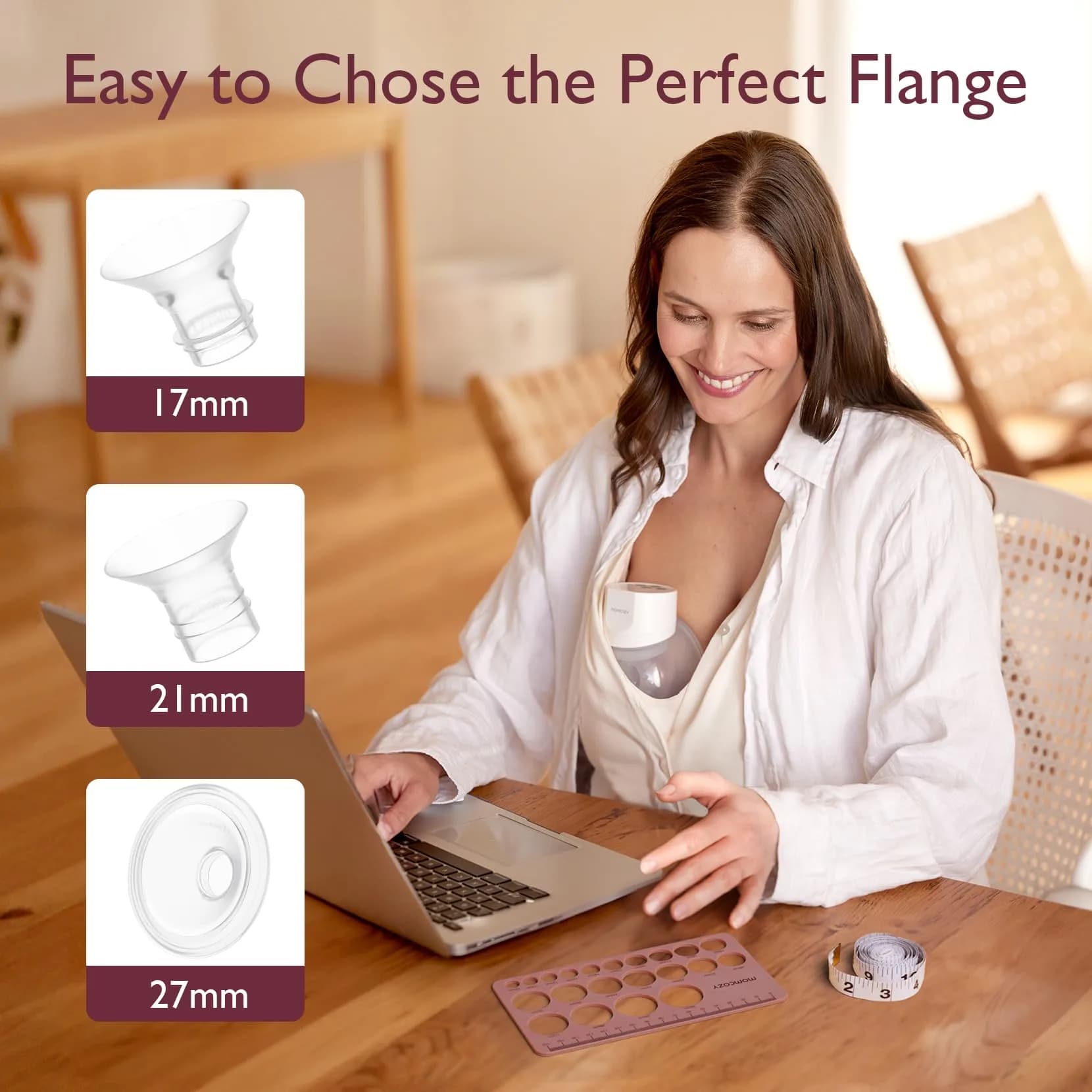 Momcozy M5 Nipple Ruler for Flange Sizing - Soft Silicone Measurement Tool for Breast Pump Sizing, 10-30mm (Red) - view 6