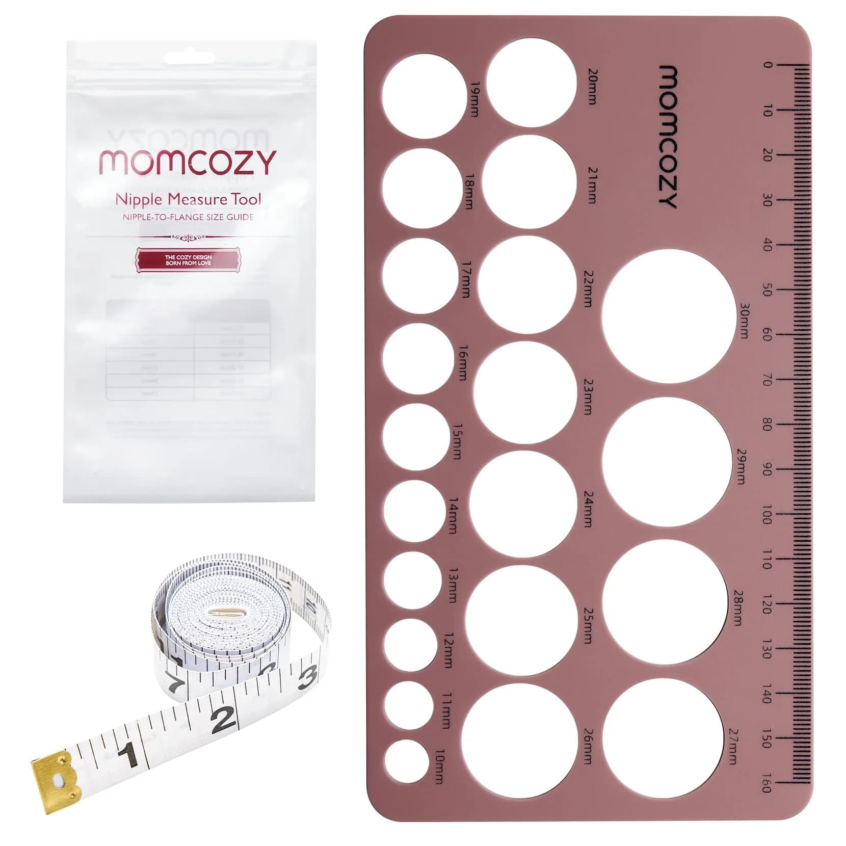 Momcozy M5 Nipple Ruler for Flange Sizing - Soft Silicone Measurement Tool for Breast Pump Sizing, 10-30mm (Red) - view 7
