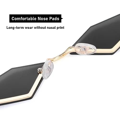 Dazzleimart Retro Diamond Shape Sunglasses for Men & Women | UV Protection Film, Metal Quadrilateral Frame, Unisex, 139mm Wide thumbnail 6