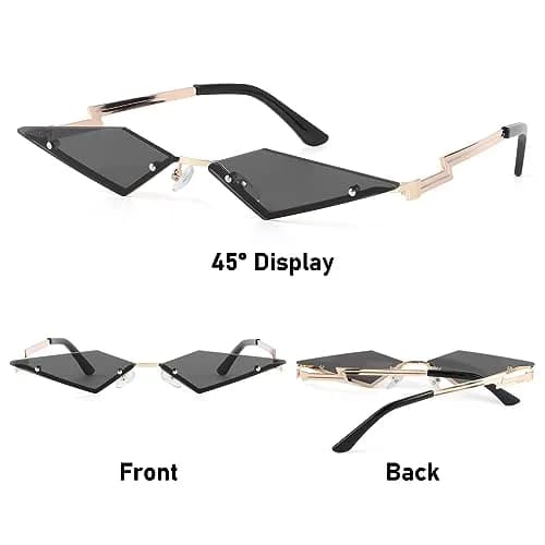 Dazzleimart Retro Diamond Shape Sunglasses for Men & Women | UV Protection Film, Metal Quadrilateral Frame, Unisex, 139mm Wide thumbnail 2