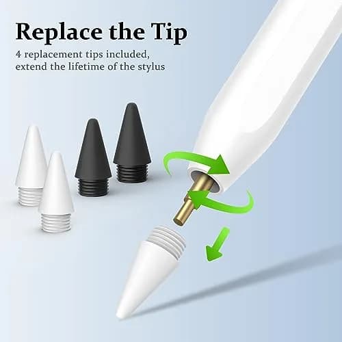MEKO Active Stylus Pen for iPad with Palm Rejection & Tilt Sensor, 2-Pack (White/Black) | Fast Charging 13 Mins for 9 Hrs Use thumbnail 6