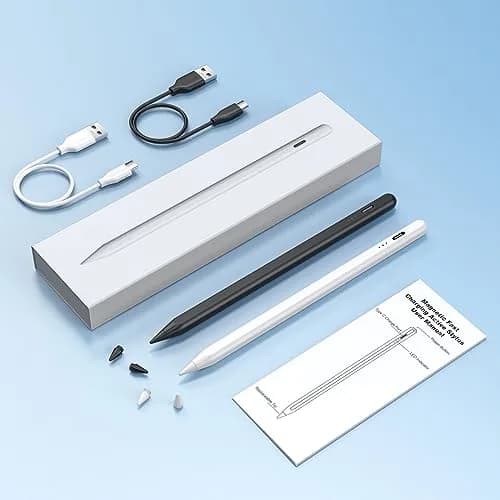 MEKO Active Stylus Pen for iPad with Palm Rejection & Tilt Sensor, 2-Pack (White/Black) | Fast Charging 13 Mins for 9 Hrs Use thumbnail 7